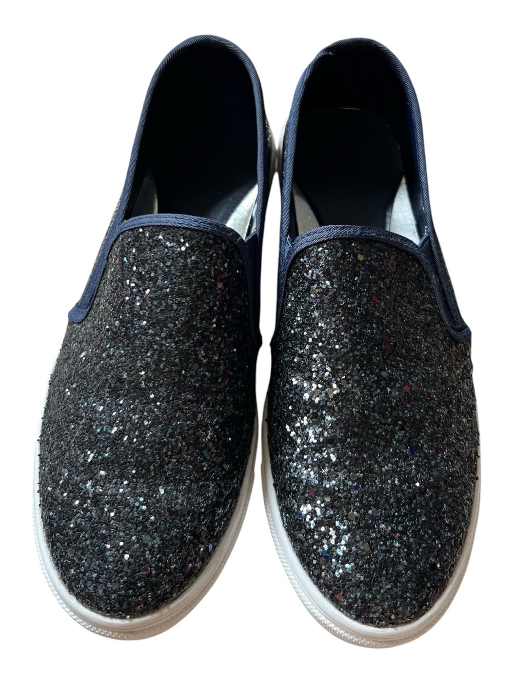 Women's Black Glitter Slip-On Sneakers